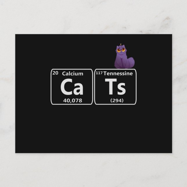 Carte Postale Chats drôles Éléments du tableau périodique Scienc (Devant)