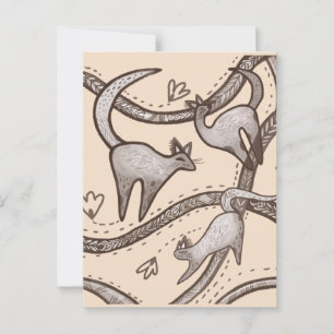 Carte Postale chats drôles en ligne art