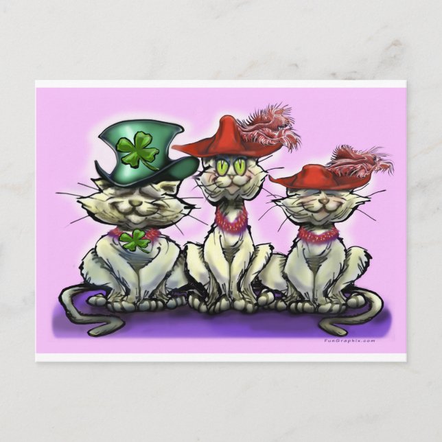 Carte Postale Chats en Casquette amusant (Devant)