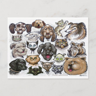 Carte Postale Chats et chiens