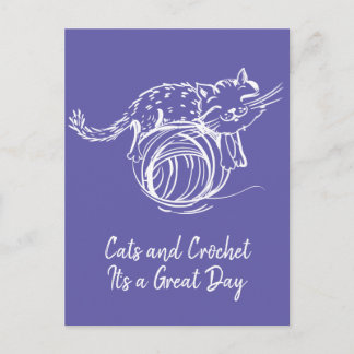Carte Postale Chats et Crochet C'est un grand jour de courrier h