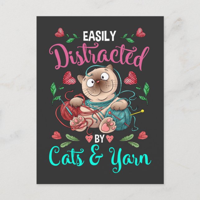 Carte Postale Chats et Fils drogués Drôle Crochet Femme (Devant)