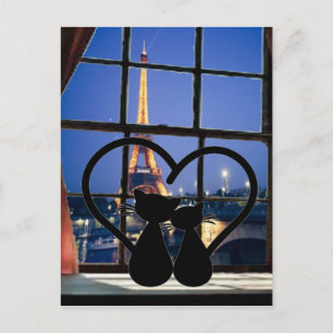 Carte Postale chats inlove à paris