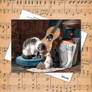 Carte Postale Chats jouant avec la guitare Henriëtte Ronner-Knip