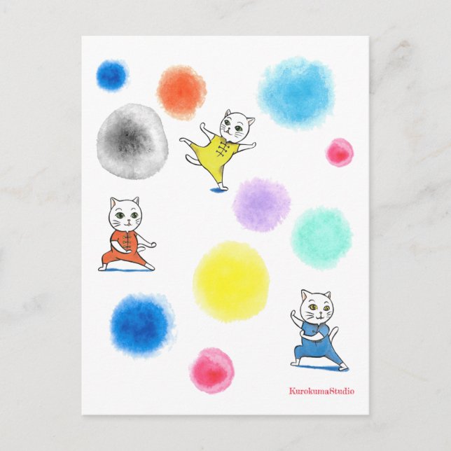 Carte Postale Chats Kung-Fu (Devant)