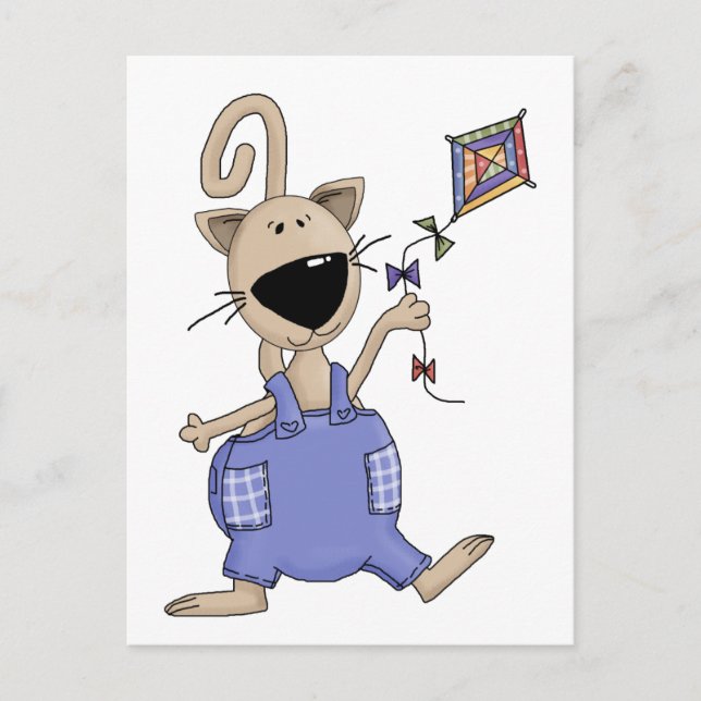 Carte Postale Chats 'n' Chiens ・ Chat avec Cerf-volant (Devant)