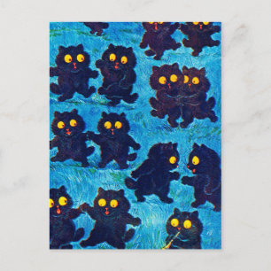 Carte Postale Chats noirs dansant au clair de lune, Louis Wain