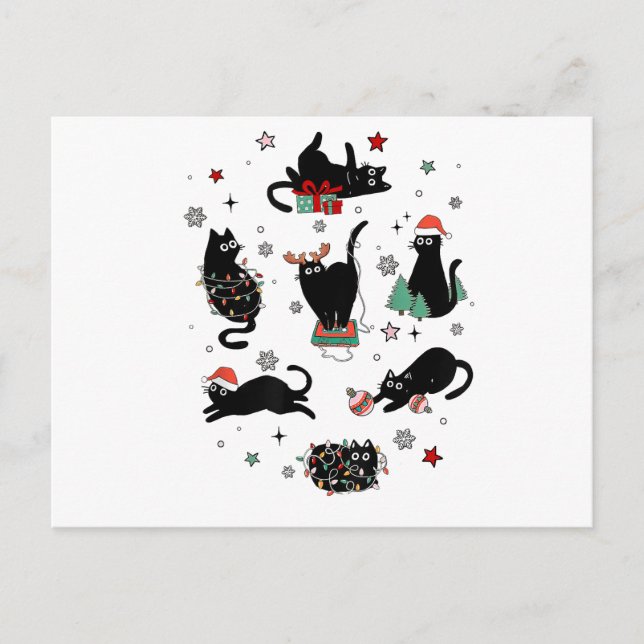 Carte Postale Chats noirs de Noël (Devant)