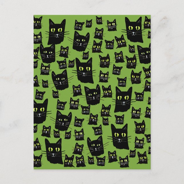 Carte Postale Chats noirs éffrayants (Devant)