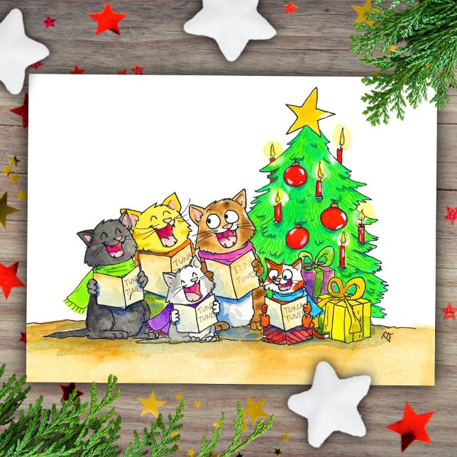 Carte Postale Chats qui chantent Noël  (Créateur téléchargé)