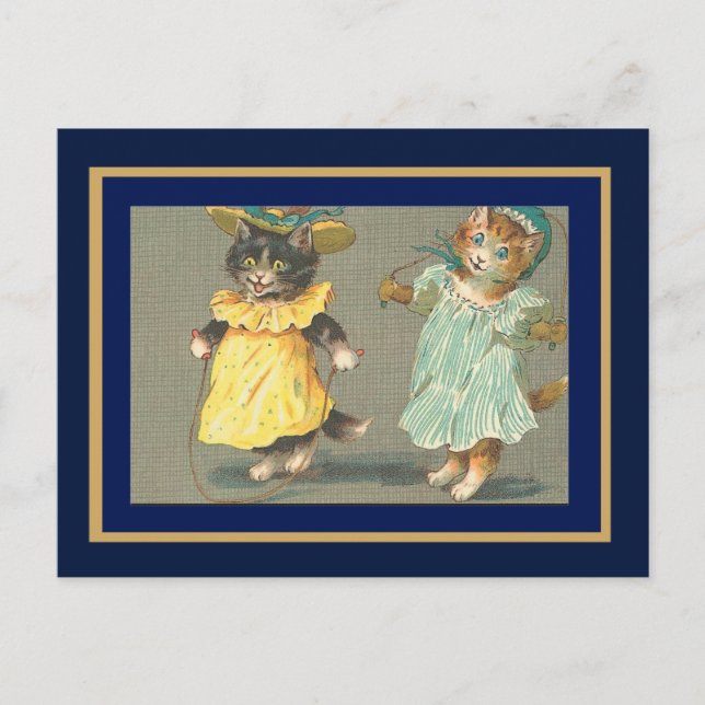 Carte postale Chats qui sautent Vintage (Devant)