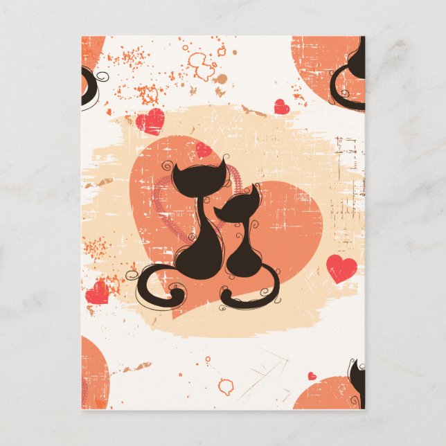 Carte Postale Chats romantiques amoureux (Devant)