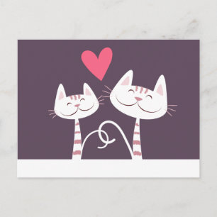 Carte Postale Chats souriants dans Love Purple
