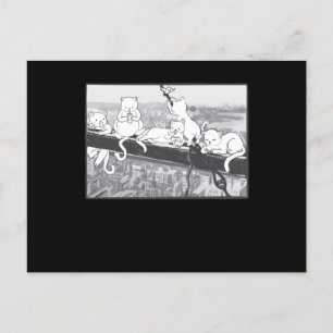 Carte Postale Chats Sur Un Gratte-Ciel Déjeuner Parodie Chats Ki