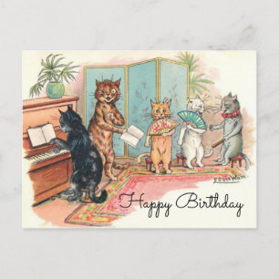 Carte Postale Chats victoriens de Louis Wain Salon musical vers