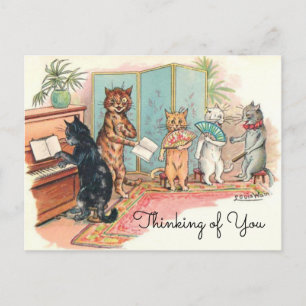 Carte Postale Chats victoriens de Louis Wain Salon musical vers