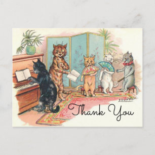 Carte Postale Chats victoriens de Louis Wain Salon musical vers 
