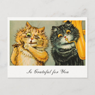 Carte Postale Chats vintage Louis Wain si reconnaissants pour vo