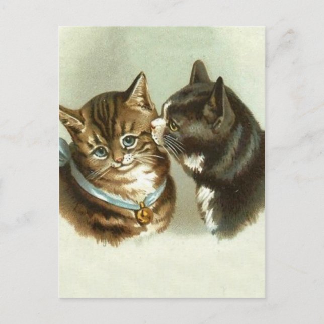 Carte Postale Chats Vintages mignons (Devant)