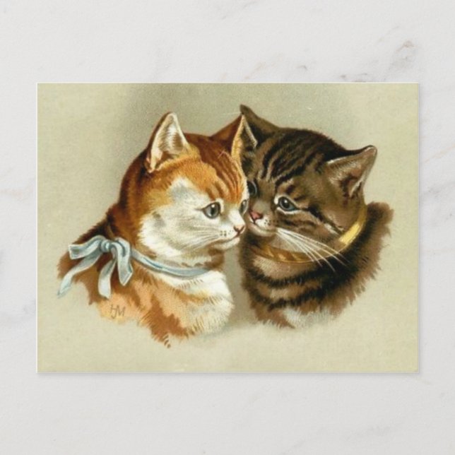 Carte Postale Chats Vintages mignons (Devant)