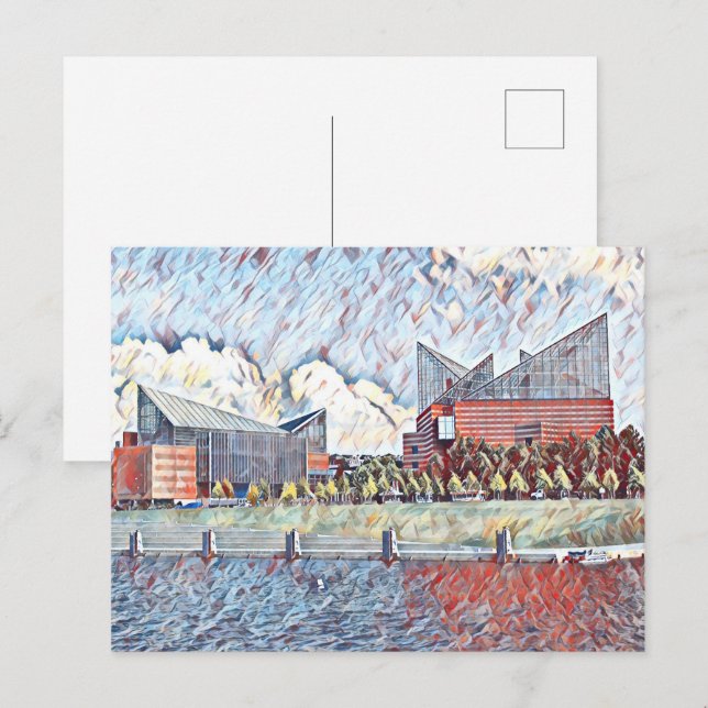 Carte Postale Chattanooga, TN Peinture aquarium (Devant / Derrière)