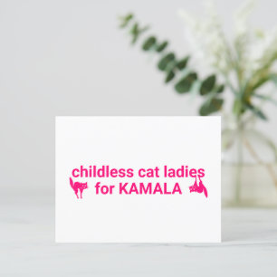 Carte Postale Chattes sans enfants pour Kamala drôles chats rose