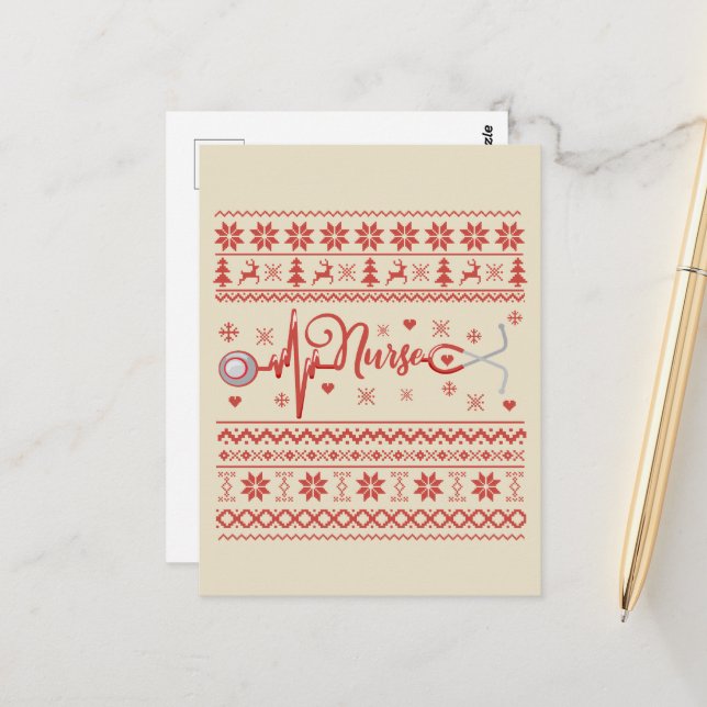 Carte Postale Chaud de Noël joyeux et moche (Devant/Arrière en situation)