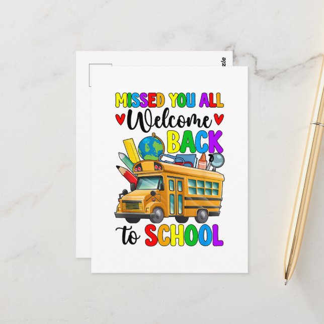 Carte Postale Chauffeur de bus de rentrée des classes (Devant/Arrière en situation)
