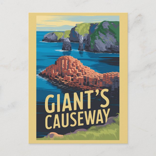 Carte Postale Chaussée du Géant Irlande Voyage Art Rétro (Devant)