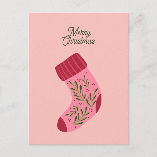 Carte Postale Chaussette de Noël joyeux (Devant)
