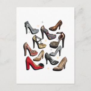 Carte Postale Chaussure collage haut talon Sparkle Fashion Pompe