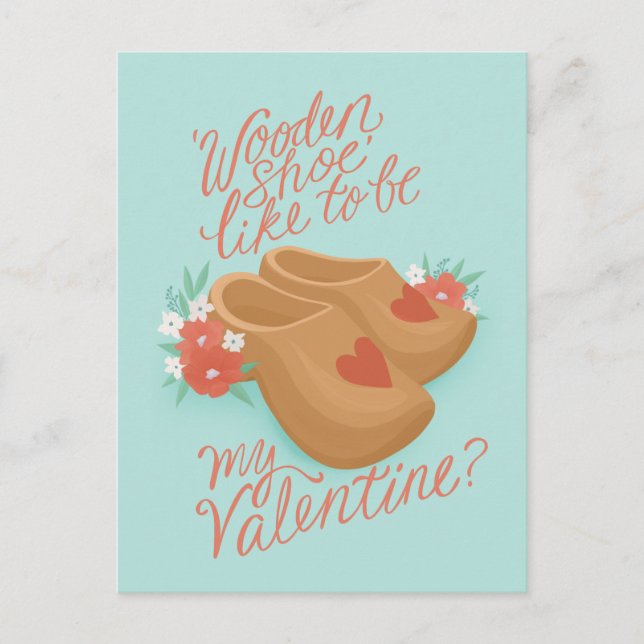 Carte Postale Chaussure en bois soit ma Saint Valentin (Devant)