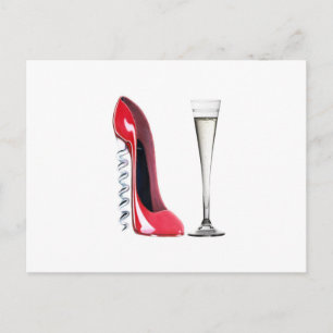 Carte Postale Chaussure et verre de flute de Champagne Stiletto