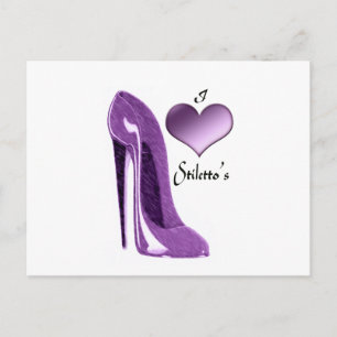 Carte Postale Chaussure Lilac Stiletto et coeur 3D