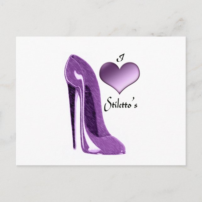 Carte Postale Chaussure Lilac Stiletto et coeur 3D (Devant)