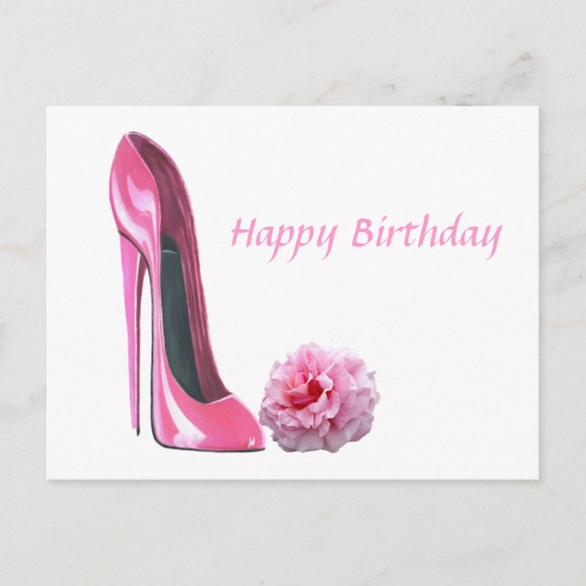 Carte Postale Chaussure rose Stiletto Art et beau Rose (Devant)