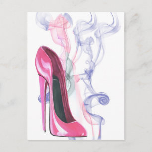 Carte Postale Chaussure Stiletto Rose