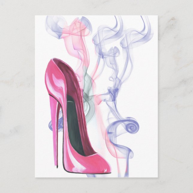 Carte Postale Chaussure Stiletto Rose (Devant)