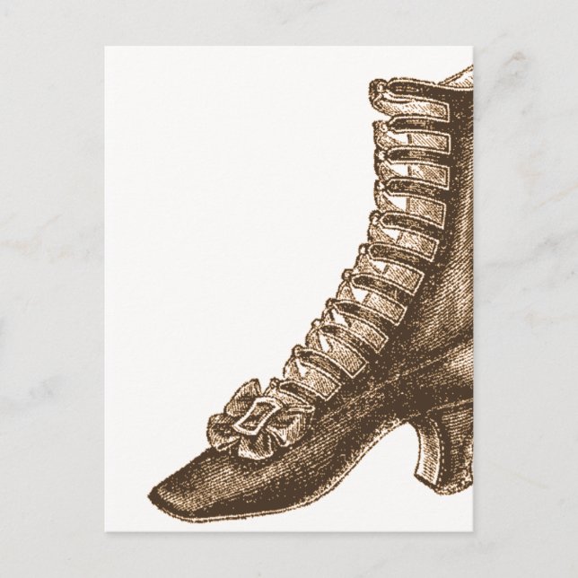 Carte Postale Chaussure victorienne haute hachée (Devant)