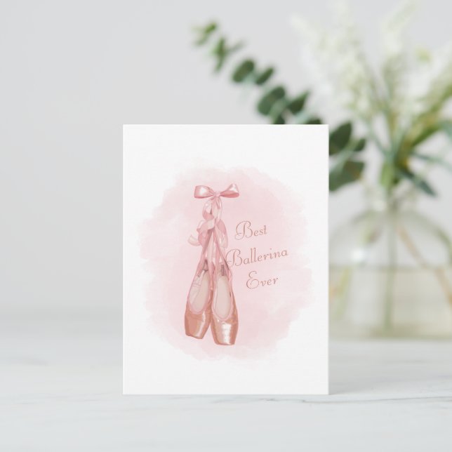 Carte Postale Chaussures Ballerina Pastel Rose Thème (Debout devant)