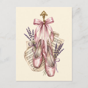 Carte Postale Chaussures de ballet à pointe en aquarelle rose vi
