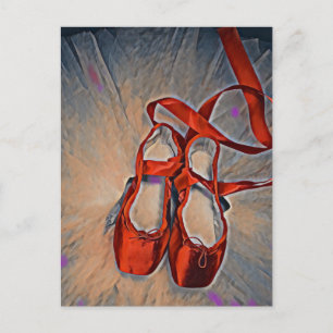 Carte Postale Chaussures de ballet avec traits de pinceau violet