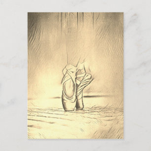 Carte Postale Chaussures de Ballet Ballerina à l'ancienne style