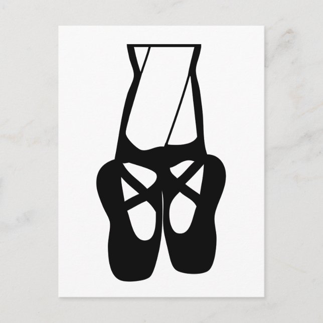 Carte Postale Chaussures de ballet noir et blanc mignonnes en po (Devant)