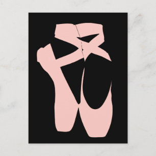 Carte Postale Chaussures de ballet rose pour danseuses classique