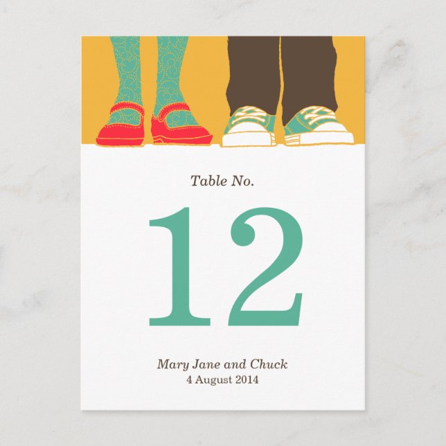 Carte Postale Chaussures de fille et baskets illustrées Mariage  (Devant)