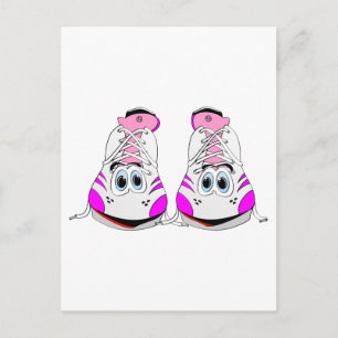 Carte Postale Chaussures de sport rose dessin animé