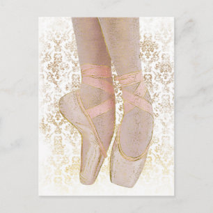 Carte Postale Chaussures de talon de ballet - Or rose Blanc