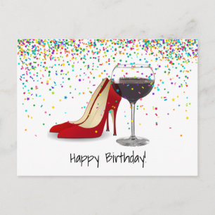 Carte Postale Chaussures Rouges Et Vin Rouge