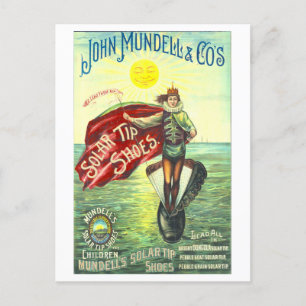 Carte Postale Chaussures vintages en astuce solaire Lithographie